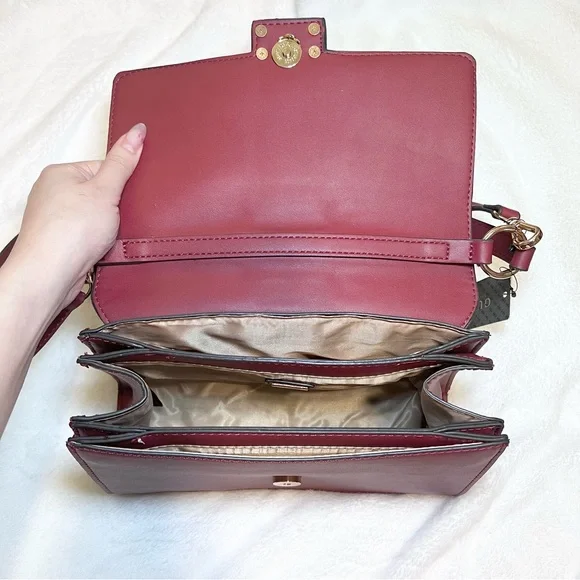 GUESS womens Evie Medium Shoulder Bag Purse Cranberry - Picture 14 of 14